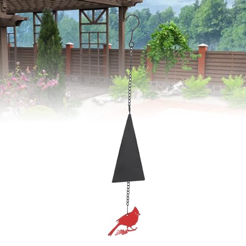 Cloche à vent géométrique oiseau rouille pour déco de jardin