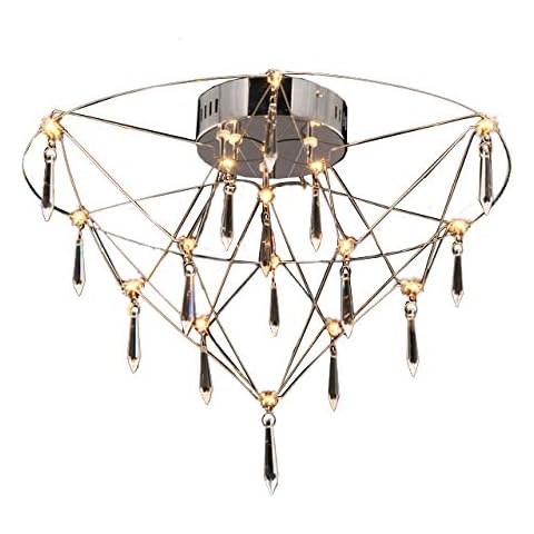 Aglow Intl®Contemporary 16 Light LED Flush Ceiling Light Chandelier with K9 Crystal Details Cover