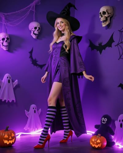 Image of Century Star 3 Pairs Striped Knee High Tube Socks for Women Casual Long Stockings