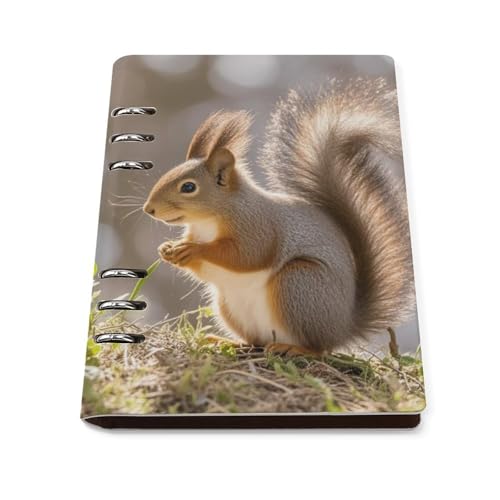Cuaderno A5 con diseño de animales de ardilla y tapa duradera recargable