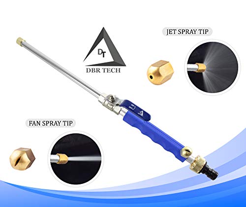 Dbr Tech Hydro Jet High Pressure Power Washer Wand For Car Washing Or Garden Cleaning, Heavy Duty Metal Watering Sprayer With Universal Hose End, Hydrojet Water Power Nozzle, Navy Blue #TOP4