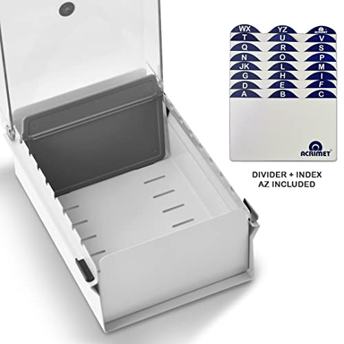 Fichário para Fichas Tamanho 3x5 (Índice Incluso), Acrimet, 921.8 (Branco com Tampa Cristal)