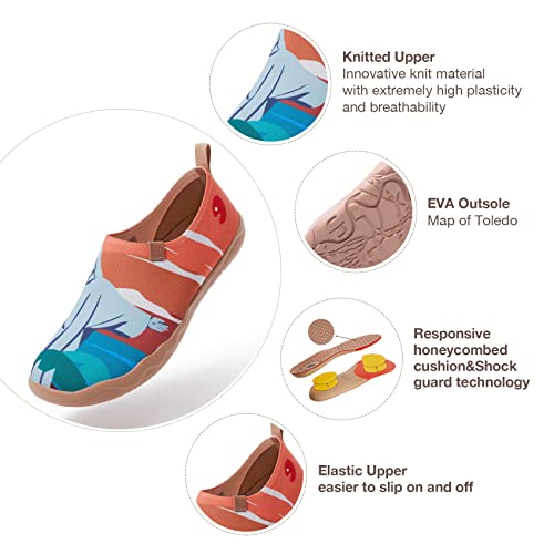 UIN Men's Casual Walking Travel Shoes Slip On Knitted Loafers Lightweight Comfort Air Painted Flats Barcelona4