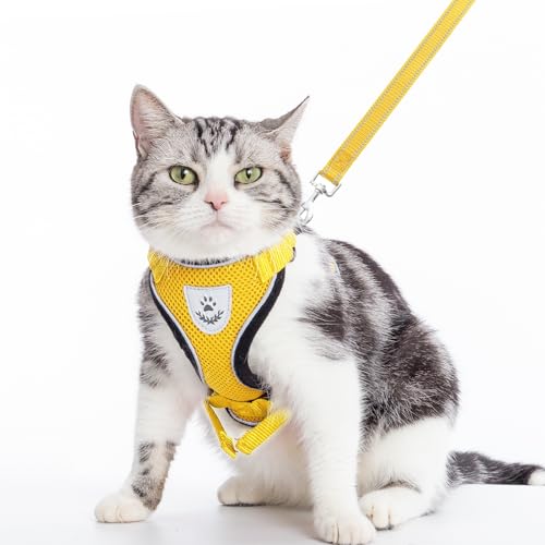 PUPTECK 猫 ハーネス リード セット 猫用ハーネス 猫牽引ロープ 猫用胴輪 ペット用品 人気 可愛い おしゃれ リード付き 夜間反射 ベスト 調節可能 着脱簡単 抜けない 通気メッシュ 軽量 耐久性 安全 快適 お出かけ はーねす 子猫 ねこ ネコ
