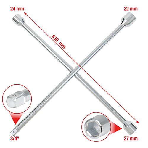 KS Tools 518.1155 Radkreuzschlüssel für LKW, 3/4x24x27x32mm, 63 cm
