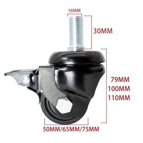Roulettes roulements 360° pivotantes charge lourde M16 en acier - 3