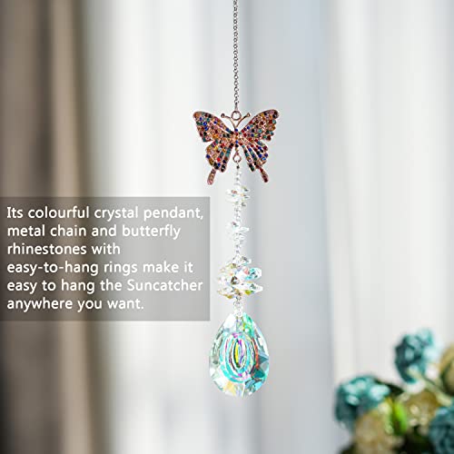 H&D HYALINE & DORA Crystal Butterfly Rhinestones Suncatcher Window Hanging Ornament,Glass Suncatcher for Windows Rainbow Maker Decoration for Home - Image 2