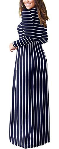 Image of EUOVMY Women's Long Sleeve Loose Maxi Dresses Casual Long Dresses with Pockets