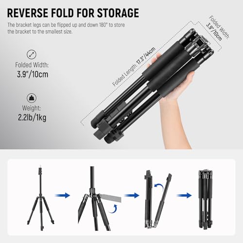 NEEWER Photography Light Stand, 1.5-6.4ft/47-195cm Aluminum Reversible Studio Lighting Tripod, Portable Phone Video Stand w/ 1/4" Screw for Strobe Light Camera Softbox, 4.4lb/2kg Load, ST195 by NEEWER - Image 7