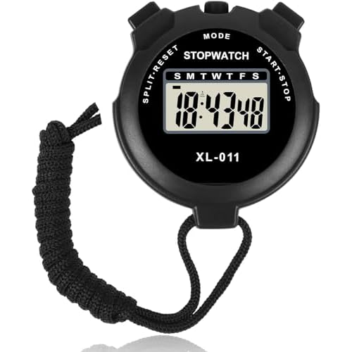 Digital Sports Stopwatch Timer With Alarm, Multi-Function Large Display With Countdown Timer, Shockproof For Coaches Swimming Running Sports Training Gym (Black)