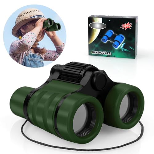 OSDUE Fernglas für Kinder, Spielzeug, Spielzeug, stoßfestes, für Jungen und Mädchen im Alter von 3–7Jahren, für Vogelbeobachtung, Jagen, Wandern, Geburtstagsgeschenke(Armeegrün)