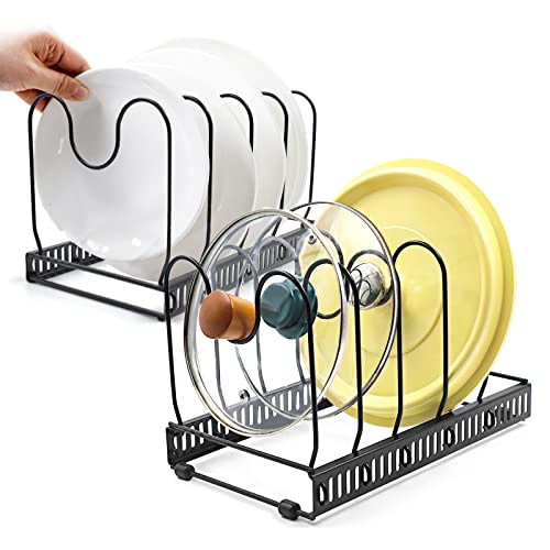 Hiethan Pots And Pans Organizer,10+ Expandable Pot Rack Organizer,Adjustable Lid Organizer Holder For Kitchen Cabinet Pantry Bakeware(Black) #TOP2