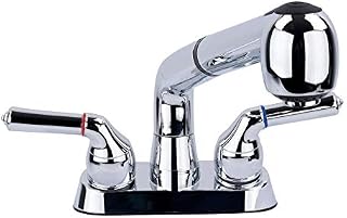 Universal Laundry Tub Faucet by VETTA, Double Handle Pull Out Spray Spout, Non-Metallic