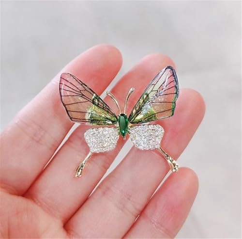 Image of Green Purple Butterfly Rhinestone Brooch Pin for Women Girls Men Clear Crystal Fashion Cartoon Animal Lapel Pins Dress Accessories Unisex Delicacy Birthday Christmas Party Jewelry