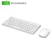 Wireless Keyboard and Mouse Combo, Seenda Low Profile Small Rechargeable Aluminium Wireless Keyboard and Mouse for Windows Devices, Silver and White
