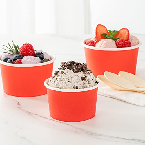 Image of Restaurantware Red 50 Count To Go Cup Disposable 3 x 3 x 1.8 Inches Paper Mini Cup Grease-Resistant Cup Recyclable Durable Design