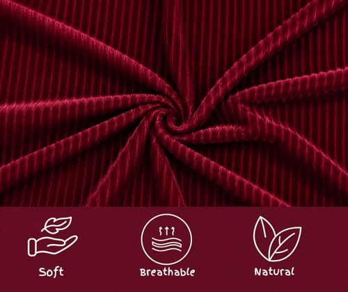 Image of RD TREND Presents Velvet 250 GSM Self Stripe Pillow Cover Set of 2 with Zipper, Size -18 inch x 28 inch Inches (45x71 Cm) (Maroon)