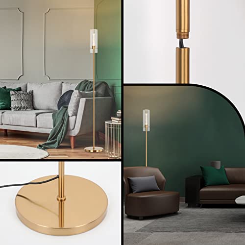 Ralbay Copper Floor Lamp, Glass Led Floor Lamp Brasstall Floor Lamp,Modern Torchiere Led Brass Gold Floor Lamp,Gold Glass Floor Lamp For Living Room, Brass Slender Glass Standing Lamp For Bedroom #TOP6