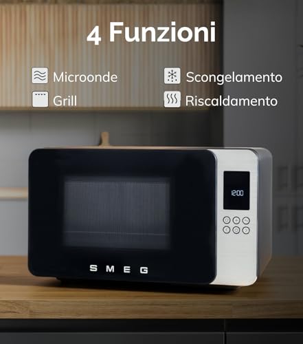 Smeg, Forno A Microonde Con Grill MOC01EGMEU, 4 Funzioni E 18 Programmi Automatici, Tecnologia Inverter, Sistema Di Chiusura Soft Close, Accessorio Griglia Incluso, 1900 W, Verde Smeraldo Opaco - 3