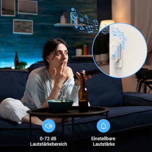 EZVIZ Indoor WLAN Chime CH1 | 0–72 dB einstellbare Lautstärke, 20 Klingeltöne, Plug-in-Installation, APP-Steuerung, integrierte Sirene, Smart Home-Chime für kabellose Video-Türklingel EP3x Pro
