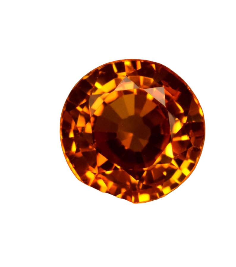 Saphir orange naturel 11mm gemme ronde facettée pour création bague pendentif collier