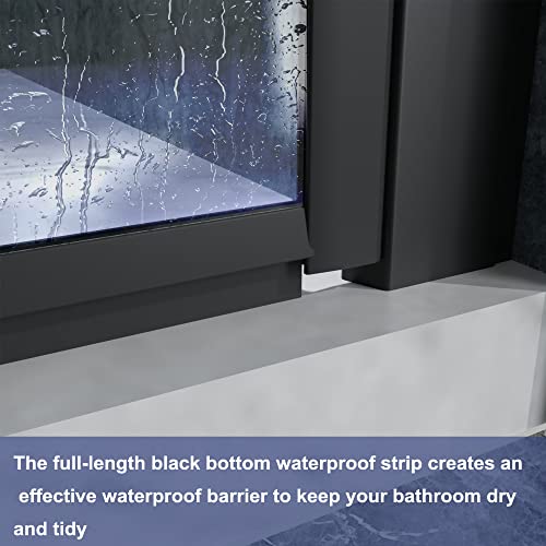 Grogro Frameless Glass Shower Door,36-37.5" W X 72" H Black Bifold Sliding Shower Door,1/4 In Thick Clear Tempered Glass Shower Panel,Matte Black Finish,Pivot Shower Door Installed Left Or Right #TOP6