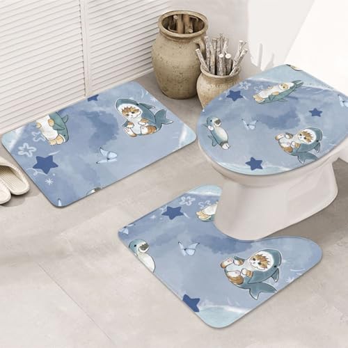 モフ-サンド (7) トイレ3点セット バスマット+ペデスタルマット+トイレシートマット 吸水 耐摩耗 フロアマット 通用型 吸水 洗える 速乾 浴室マットおしゃれ かわいい 滑り止めバスマットペデスタルマット 便座カバーマットセット