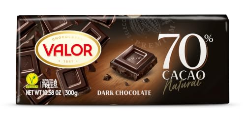 Valor - Chocolate Negro 70% Sin Azúcares Añadidos, 100 g | Tableta de chocolate sin azúcares añadidos y chocolate negro, 70% cacao, sin gluten, 100 g