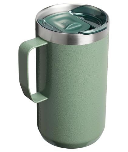 Image of STANLEY Everyday Camp Mug 24oz | Drink Through Lid | Cup for Coffee, Tea and Drinks | Insulated Stainless Steel Coffee Mug | BPA-Free | Hammertone Green