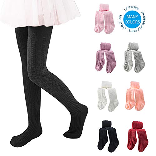 techcity Girls Tights Toddler Seamless Leggings Pantyhose Cotton Cable Knit Pants Stockings for Girls 2-14 Years2