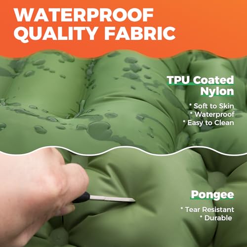 KingCamp Sleeping Pads for Camping, Self Inflating Camping Mattress with Built-in Foot Pump, Connectable Durable Inflatable Sleeping Mat with Pillow, Compact Camping Air Mattress for Camping Hiking - Image 5
