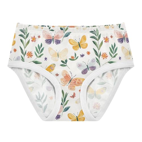 ZZKKO Colorful Butterfly Leaves Girls Underwear Toddler Panties for Girls Comfort Brief Size 2-8T