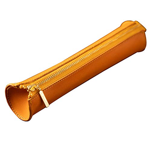 ペンケース 丸型 栃木レザー 本革 日本製 円筒 万年筆 シンプル ハンドメイド PC-020 キャメル