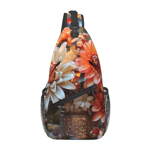 Morrales cruzados para mujer y hombre con flores naranjas miniatura 2