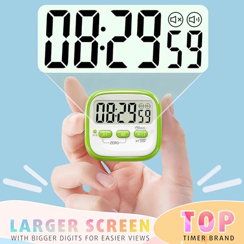 Antonki 2 Pcs Kitchen Timers, Countdown Digital Timer for Cooking Egg, Toothbrush, Classroom, Teacher, Kid - Magnetic, Kickstand, Hanging - Battery Included - Image 5