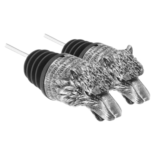 Mikinona 2Pcs Wolf Head Wine Aerator Pourer Spout Unique Zinc Alloy Wine Accessories with Antique Finish for Home Bar and Kitchen Liquors Bottles