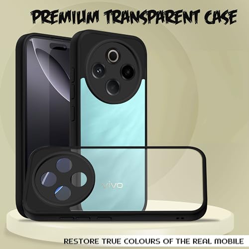 Image of V-TAN Back Cover for Vivo T4 5G / iQoo Z10 5G Compatible Case, Transparent Clear, TPU, Camera Protective Shockproof Cover (Black)