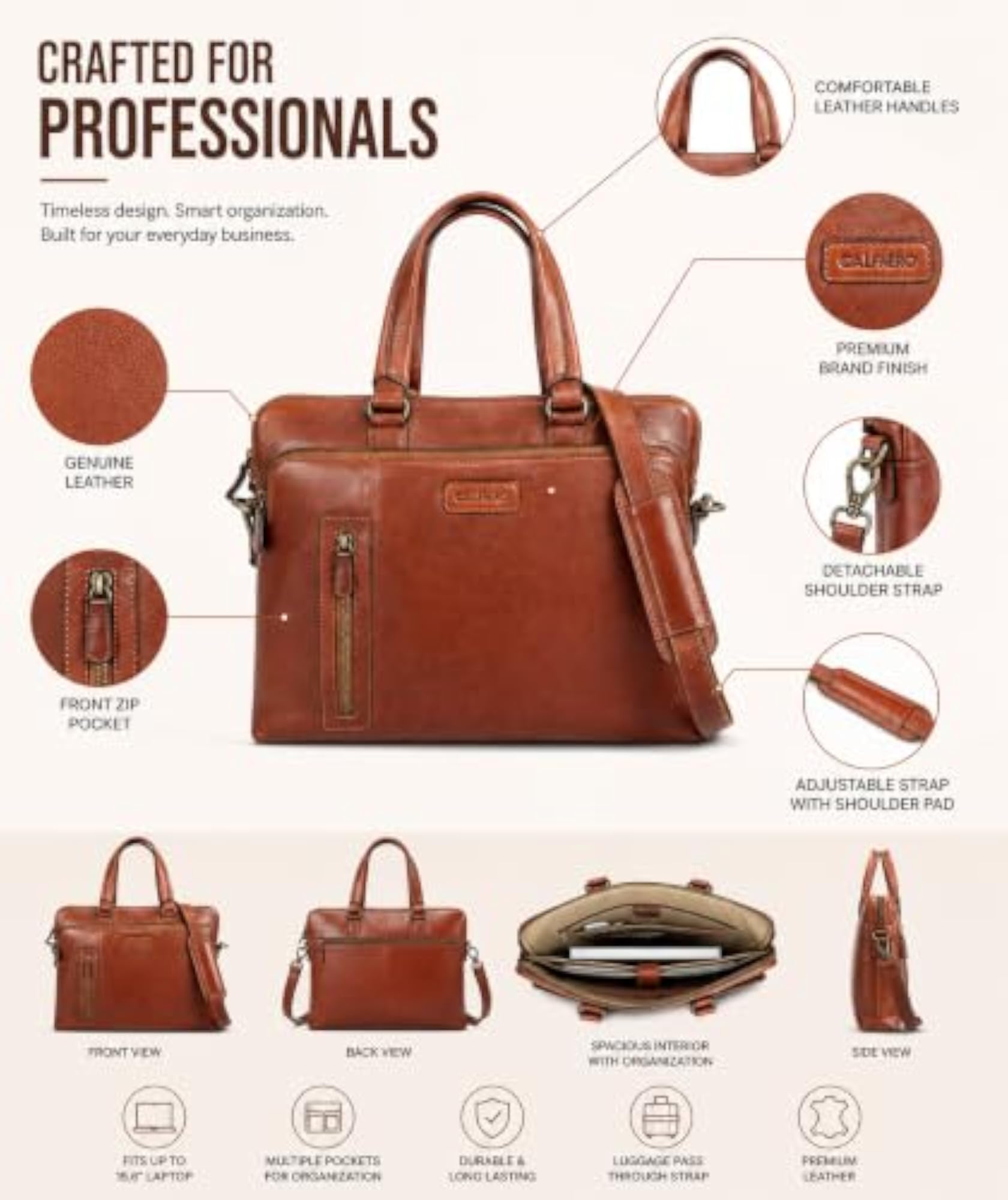 Genuine Leather Men's Messenger Bag, Elegant Design