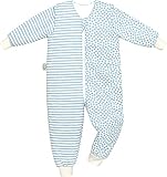 Jersey-Schlafoverall Hopsi, stripes bleu, Gr.86/92