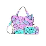 CAFINY Geometric Purse for Women Geometric Luminous Purses and Handbags Geometric Bags and Holograph