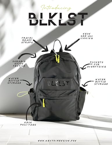 BLKLST Backpack with USB Port, Stealth Black Exterior with Neon Yellow Accents and Interior, Water-Resistant3