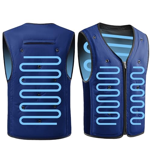 電源 保冷剤不要 夏用水冷服 水冷ベスト 物理冷却 ウォーターベスト 注水のみで使用可 均一降温 夏冷感作業服 熱中症対策 暑さ対策グッズ ひんやりクーラー作業着 (JP, アルファベット, M, ブルー)のサムネイル