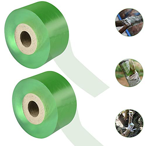 Preisvergleich Produktbild IGRMVIN 2 Rolle Veredelungsband 100m*3cm Transparent Veredelung Pfropfen Band Selbstklebend Pfropfband Biologisch Abbaubare Baumschule Dehnbare Bänder Floristik Moisture Barrier Pflanze Obstbäume