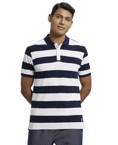 Image of Jockey US93 Men Super Combed Cotton Rich Striped Polo T-Shirt