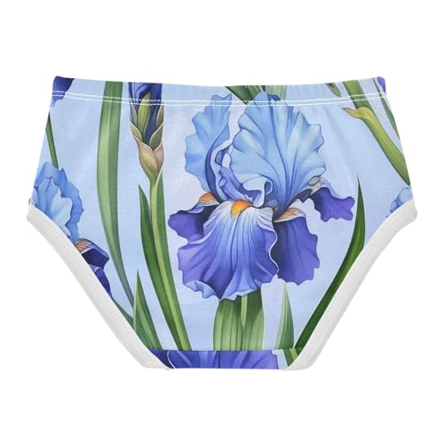 Toddler Underwear Custom 2t Cotton Panties for Girl Durable Briefs Girls Undies Blue Iris Flowers Green Leaves2