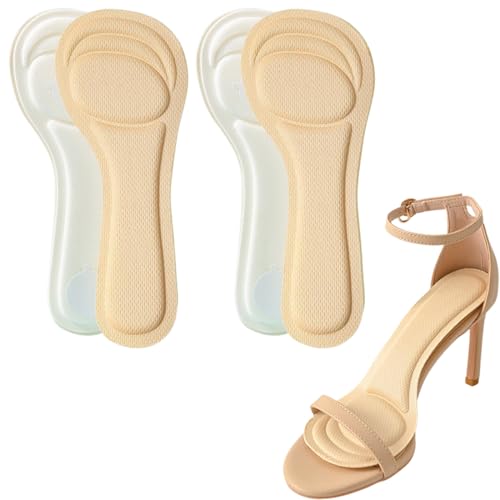 JEYORZY 2 Pares Plantillas Antideslizantes, Tacón Alto, Inserciones Amortiguación para Mujer, Suaves, Adhesivas, para Sandalias, Beige