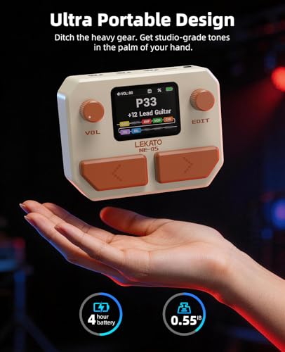 Image of LEKATO Multi Effects Guitar Pedal, with 125 Effects 30 Amp Models & 30 Cab Sims, 40s Looper, Drum Rhythms, Support NAM /IR, USB Audio Interface OTG Function Rechargeable Guitar Effects Pedal (Beige)