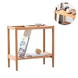 FUFU Beistelltische, hoher Beistelltisch, Beistelltisch mit Zeitschriftenablagen, 2-stöckiger schmaler Tisch, Holztisch, für Wohnzimmer, Arbeitszimmer, Schlafzimmer, 55,1 x 30 x 55,1 cm Beistelltisch