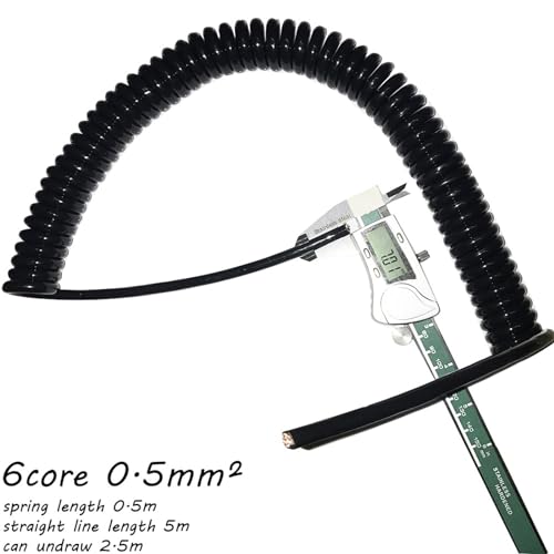 Cable de cobre negro de 6 núcleos resistente de 20 AWG con diseño helicoidal flexible 5