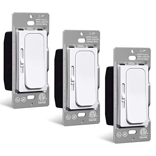 [3 Pack] Bestten Super Slim Digital Dimmer Switch With Mcu Smart-Chip, Single Pole Or 3 Way Dimmable Light Switch, Quiet Rocker, For Led, Cfl, Incandescent, Halogen, Etl Listed, Snow White #TOP12
